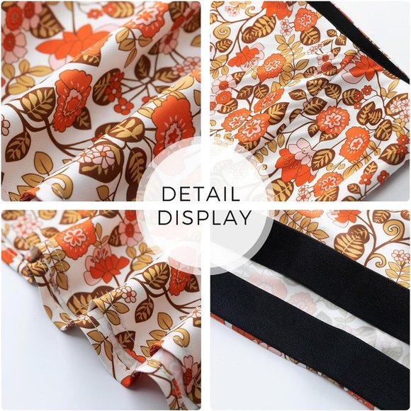 Floral Women's Midi Length High Waist Silk Satin Elasticized Cheetah Skirt - Picture 4 of 8